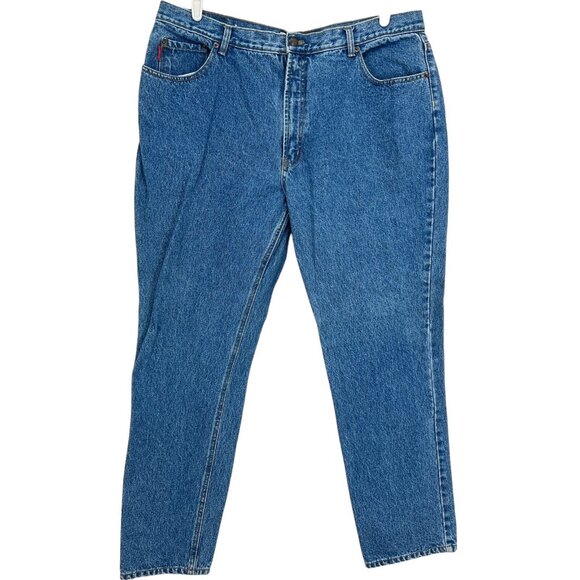 Bugle Boy 705 Mens Denim Jeans Size 42x32 Tapered Leg Mid Rise Blue Cotton Denim - Picture 1 of 11
